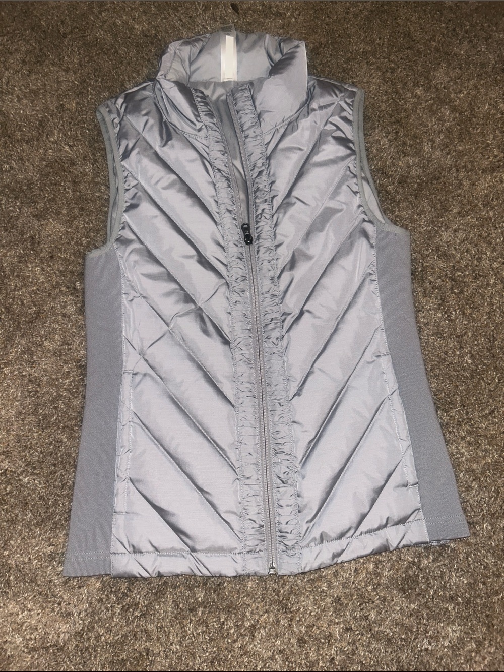 Lucy Light Gray Quilted Full Zip Women's Vest Sz XS